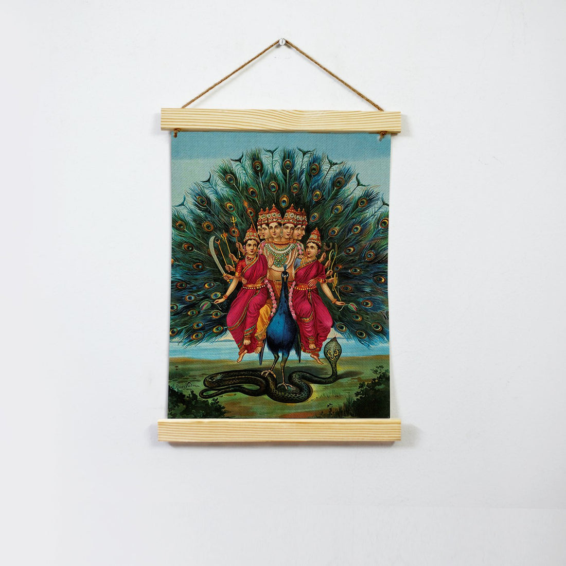 Murugan, Painting By Raja Ravi Varma Hanging Canvas - Meri Deewar Hanging Canvas Premium Wall Art Canvas by MeriDeewar