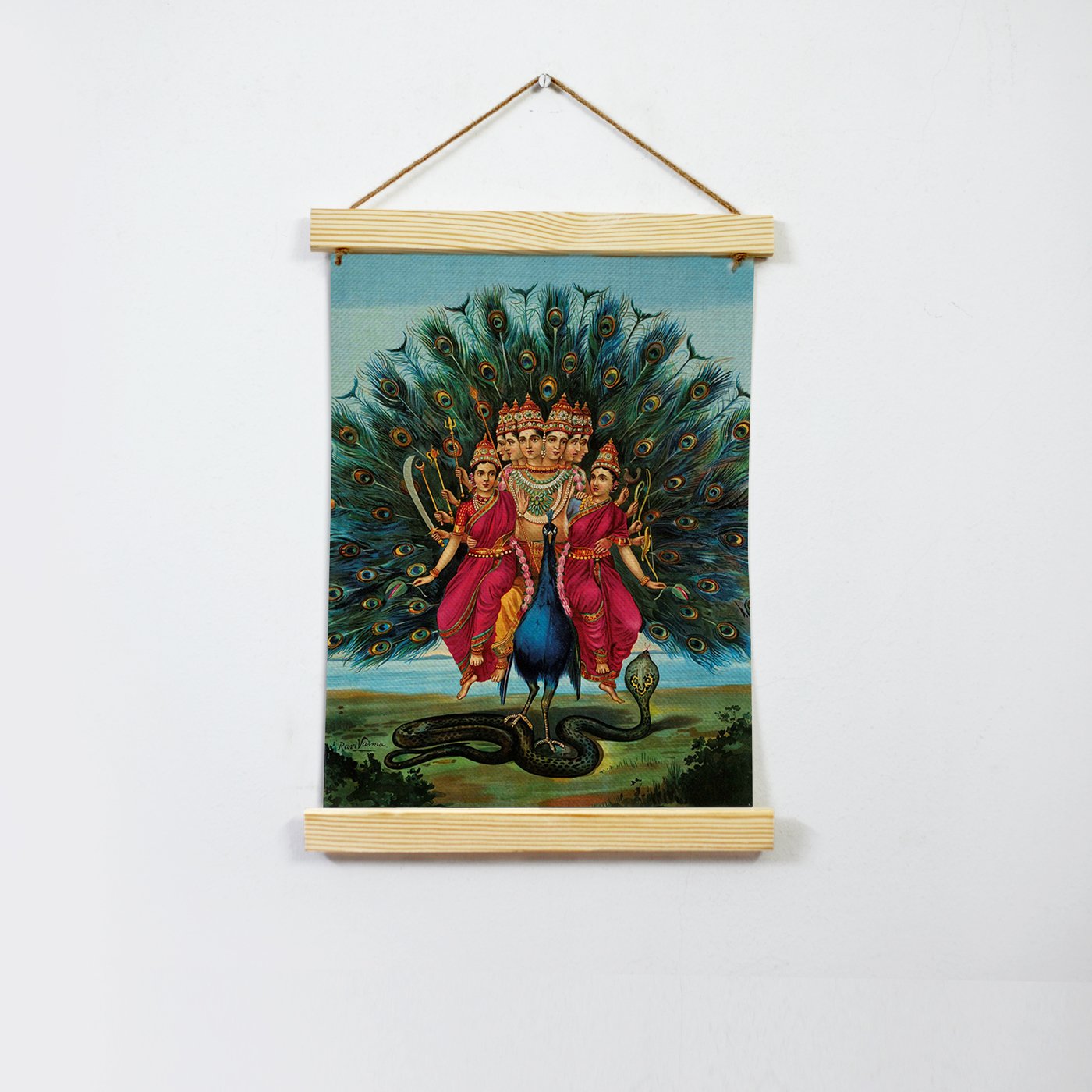 Murugan, Painting By Raja Ravi Varma Hanging Canvas - Meri Deewar Hanging Canvas Premium Wall Art Canvas by MeriDeewar