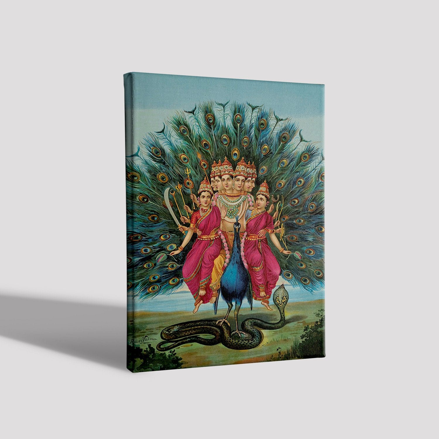Murugan, Painting By Raja Ravi Varma Painting - Meri Deeewar 2 : 3 Vertical Premium Wall Art Canvas by MeriDeewar