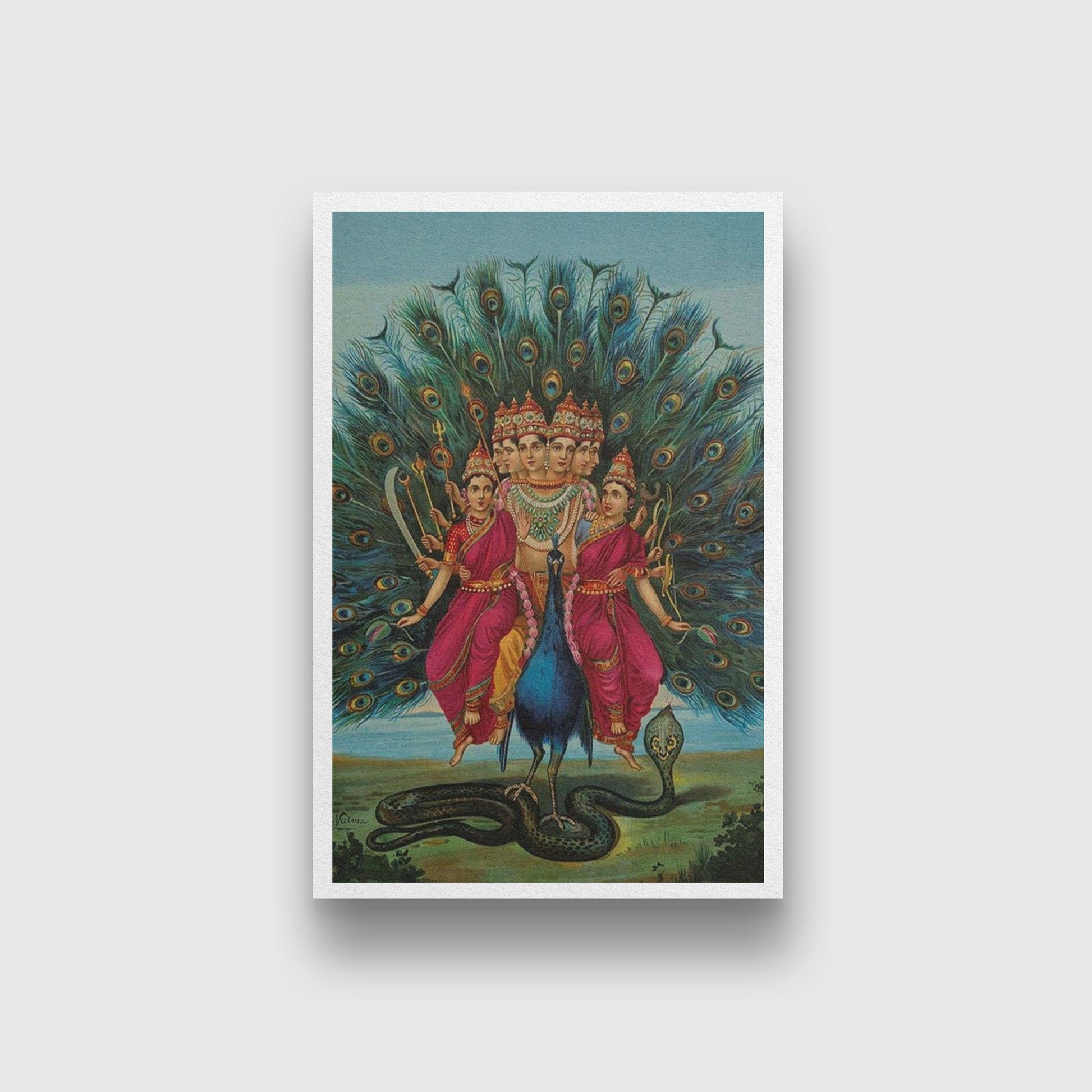 Murugan, Painting By Raja Ravi Varma Painting - Meri Deeewar 2 : 3 Vertical Premium Wall Art Canvas by MeriDeewar