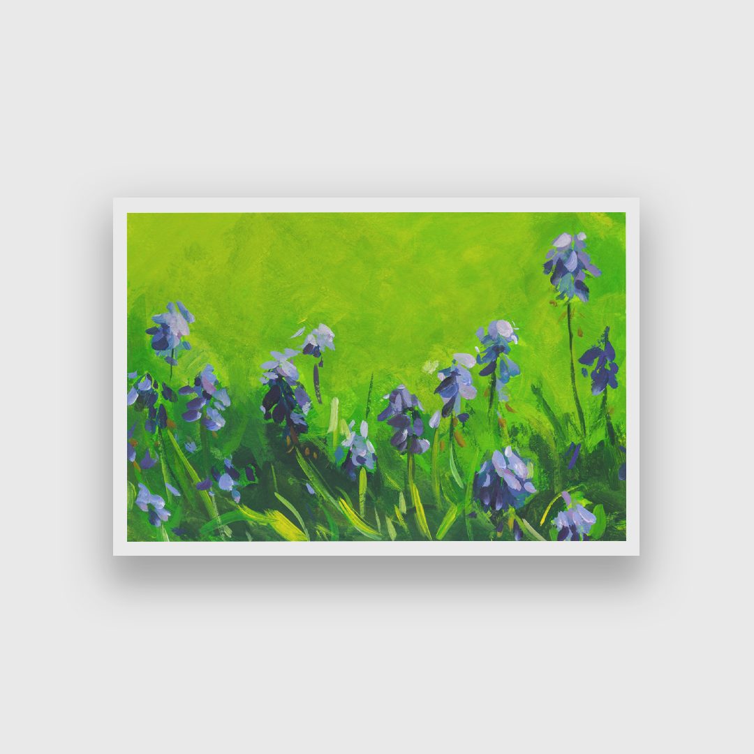 Muscari With Acrylic Painting 3 : 2 Horizontal Premium Wall Art Canvas by MeriDeewar
