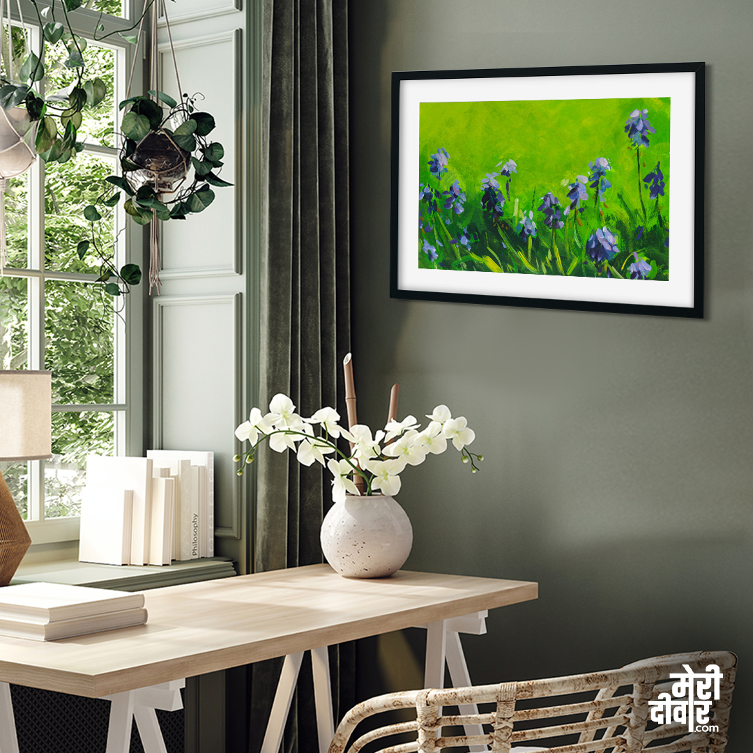 Muscari With Acrylic Painting 3 : 2 Horizontal Premium Wall Art Canvas by MeriDeewar