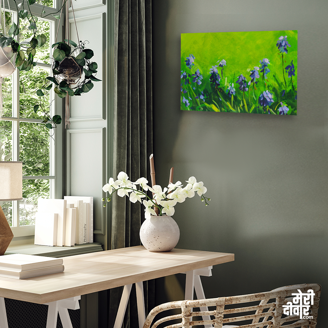 Muscari With Acrylic Painting 3 : 2 Horizontal Premium Wall Art Canvas by MeriDeewar