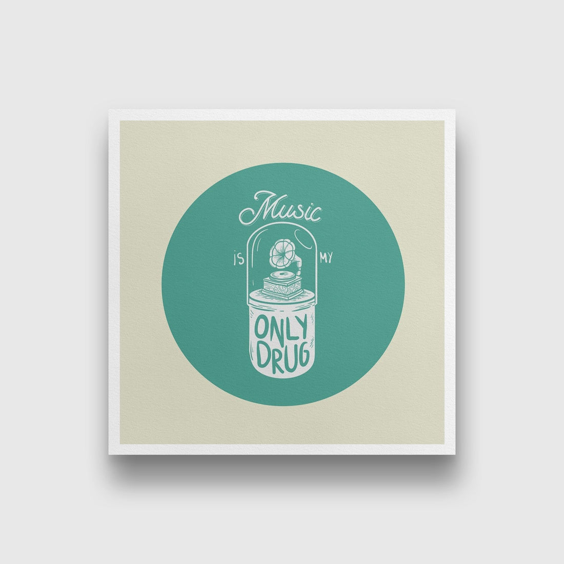 Music is My Only Drug Artwork Painting - Meri Deewar 1 : 1 Square Premium Wall Art Canvas by MeriDeewar