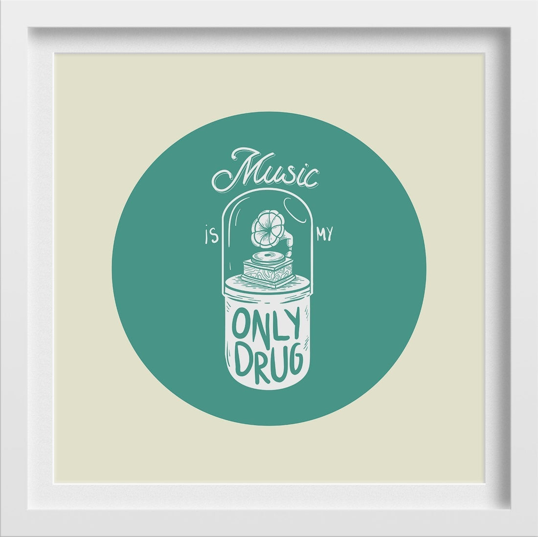 Music is My Only Drug Artwork Painting - Meri Deewar 1 : 1 Square Premium Wall Art Canvas by MeriDeewar