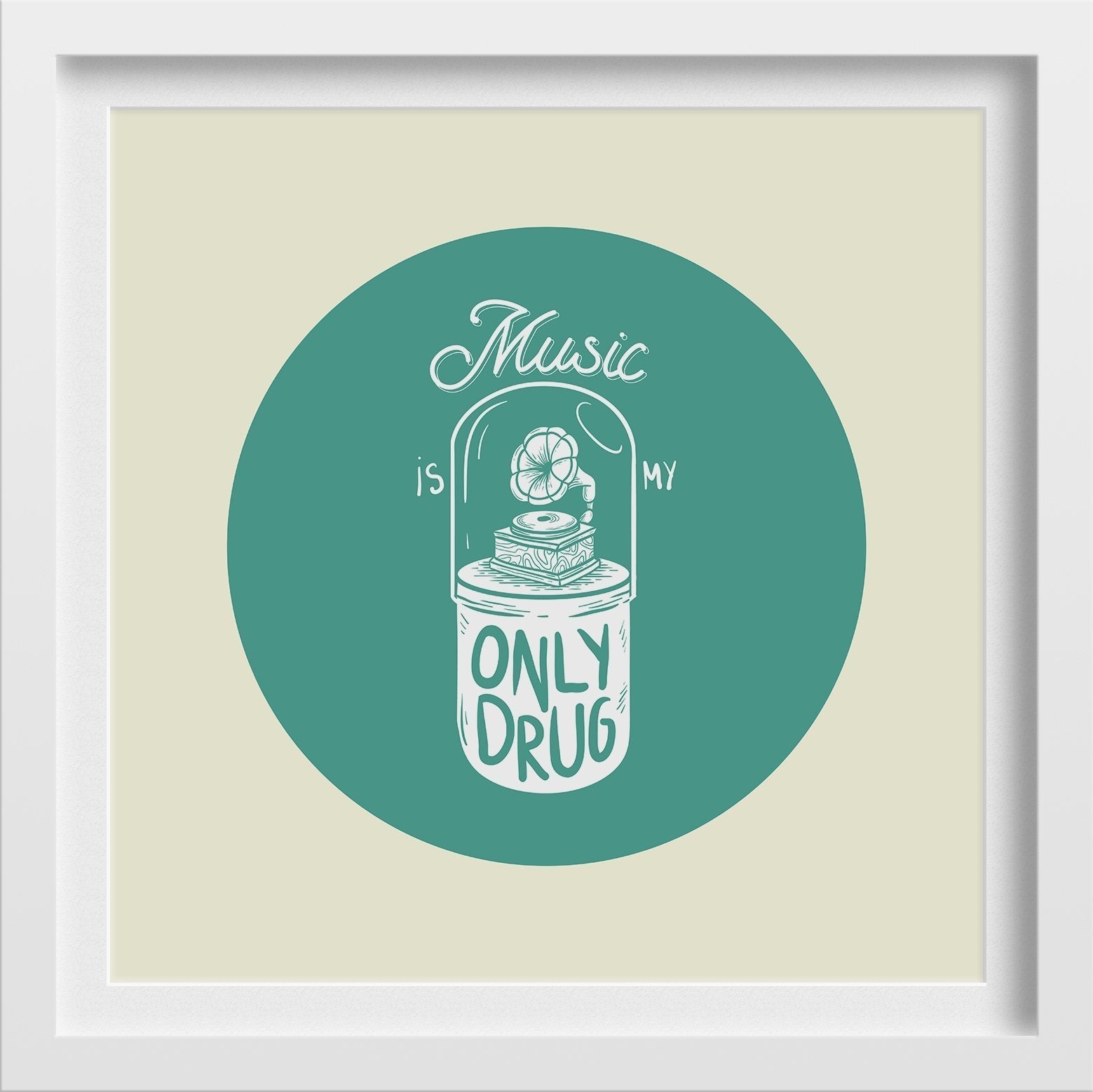 Music is My Only Drug Artwork Painting - Meri Deewar 1 : 1 Square Premium Wall Art Canvas by MeriDeewar