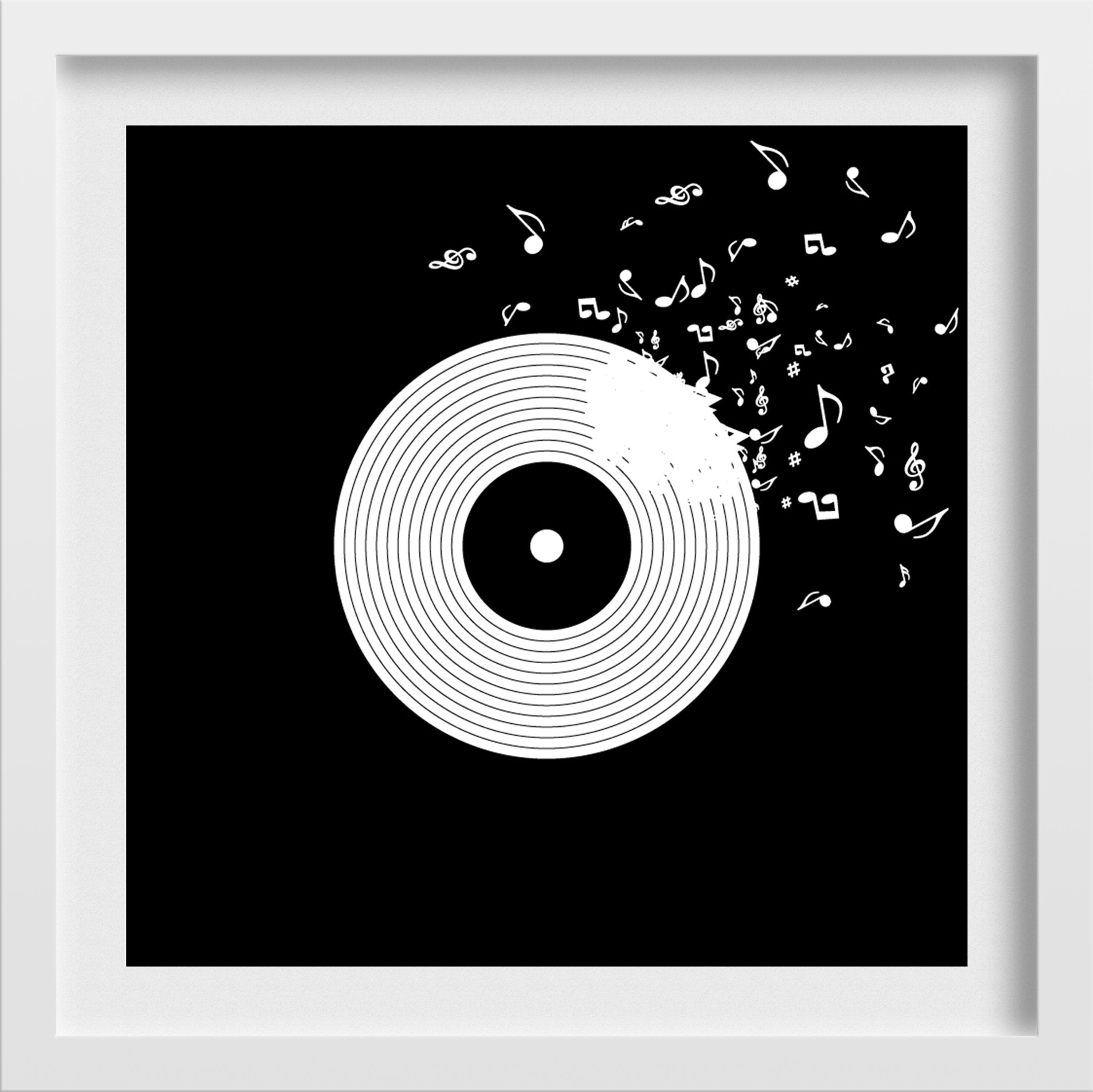 Music Vintage Black and White - Meri Deewar 1 : 1 Square Premium Wall Art Canvas by MeriDeewar