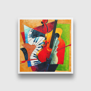 Musical Abstract Painting - Meri Deewar 1 : 1 Square Premium Wall Art Canvas by MeriDeewar