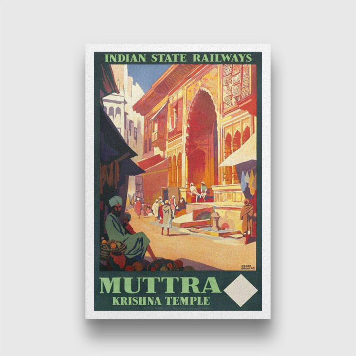 Muttra Krishna Temple Poster 2 : 3 Vertical Premium Wall Art Canvas by MeriDeewar