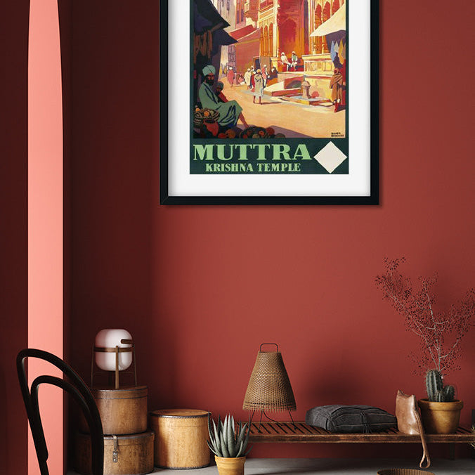 Muttra Krishna Temple Poster 2 : 3 Vertical Premium Wall Art Canvas by MeriDeewar