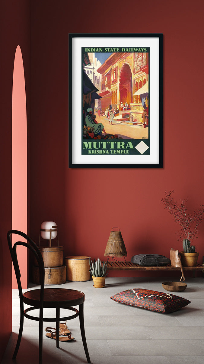 Muttra Krishna Temple Poster 2 : 3 Vertical Premium Wall Art Canvas by MeriDeewar