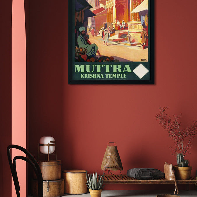 Muttra Krishna Temple Poster 2 : 3 Vertical Premium Wall Art Canvas by MeriDeewar