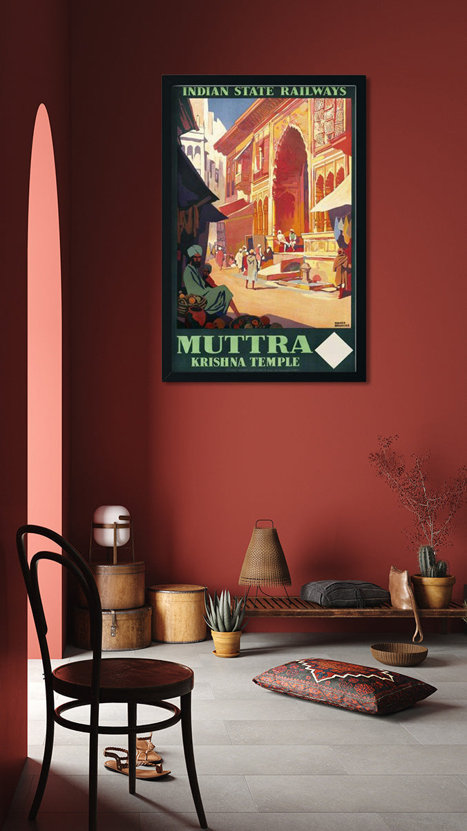 Muttra Krishna Temple Poster 2 : 3 Vertical Premium Wall Art Canvas by MeriDeewar