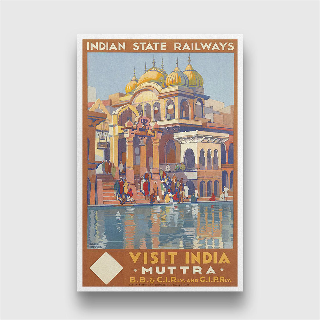 Muttra Uttar Pradesh Vintage Poster 2 : 3 Vertical Premium Wall Art Canvas by MeriDeewar
