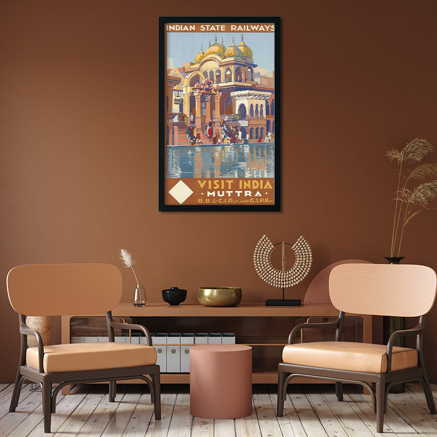 Muttra Uttar Pradesh Vintage Poster 2 : 3 Vertical Premium Wall Art Canvas by MeriDeewar