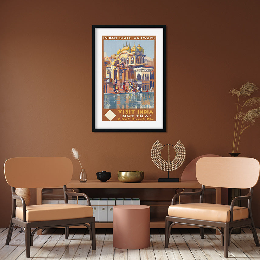 Muttra Uttar Pradesh Vintage Poster 2 : 3 Vertical Premium Wall Art Canvas by MeriDeewar
