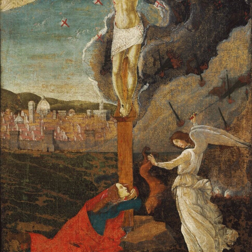 Mystic Crucifixion Painting - Meri Deewar 2 : 3 Vertical Premium Wall Art Canvas by MeriDeewar