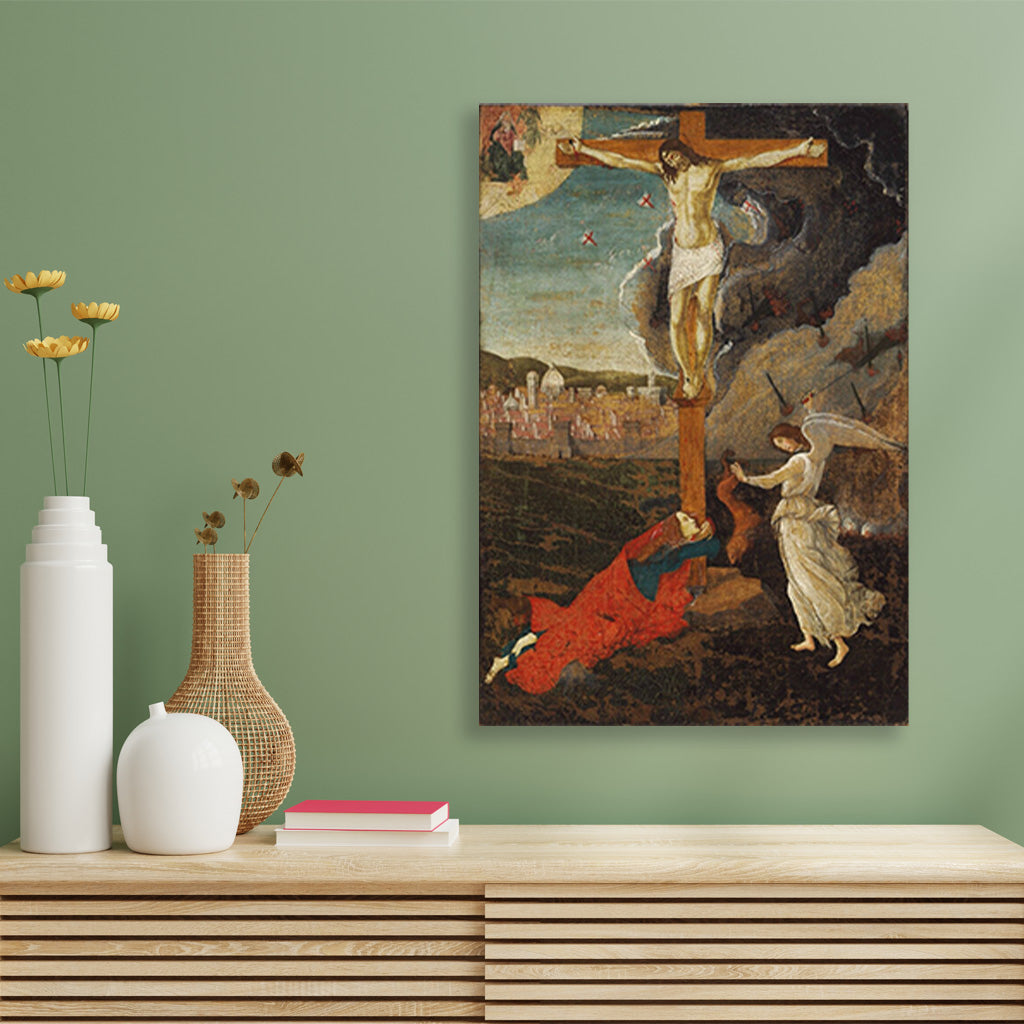 Mystic Crucifixion Painting - Meri Deewar 2 : 3 Vertical Premium Wall Art Canvas by MeriDeewar