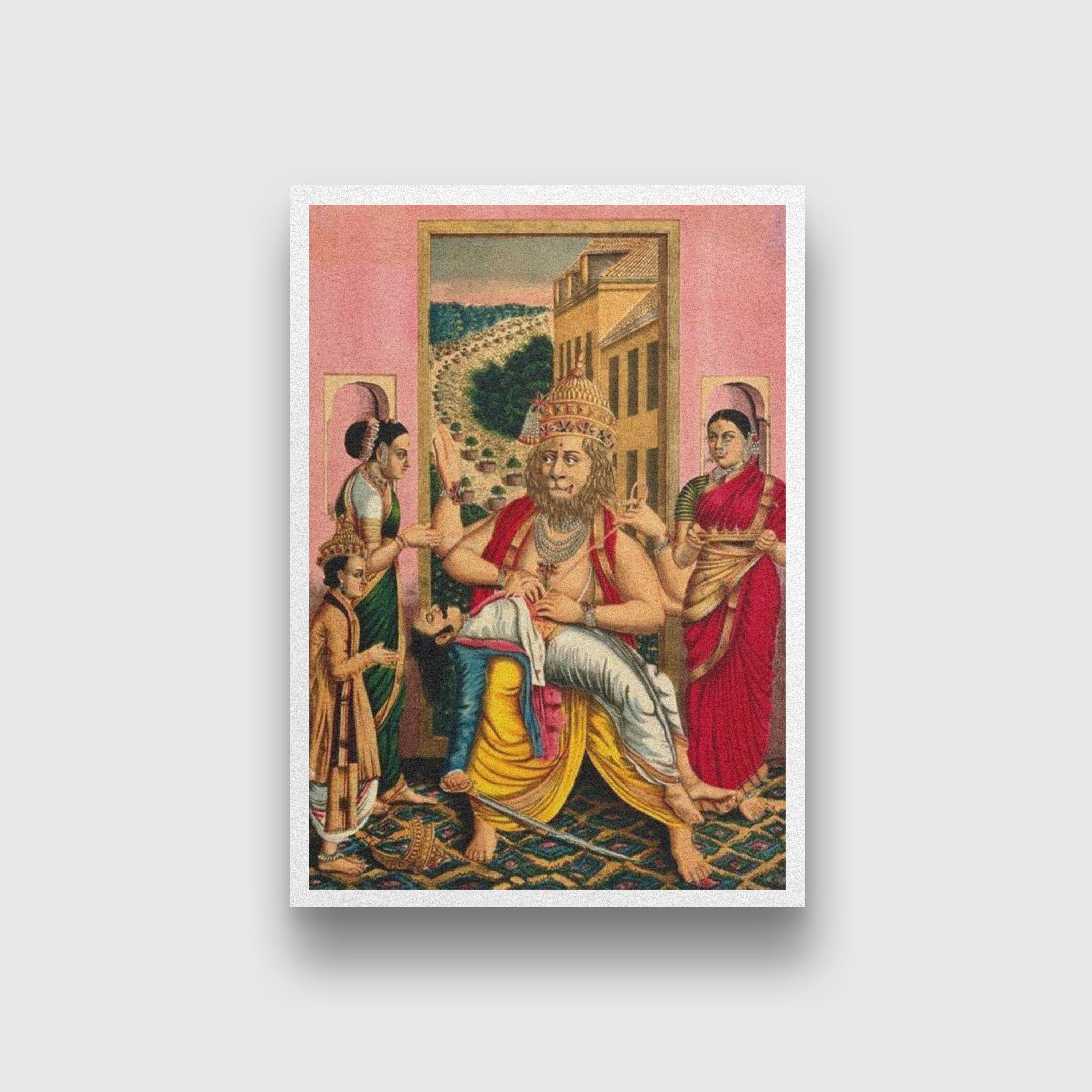 Narasiṃha Painting - Meri Deewar 3 : 4 Vertical Premium Wall Art Canvas by MeriDeewar
