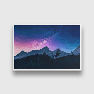 Night background of rocky mountains Painting - Meri Deewar 3 : 2 Horizontal Premium Wall Art Canvas by MeriDeewar