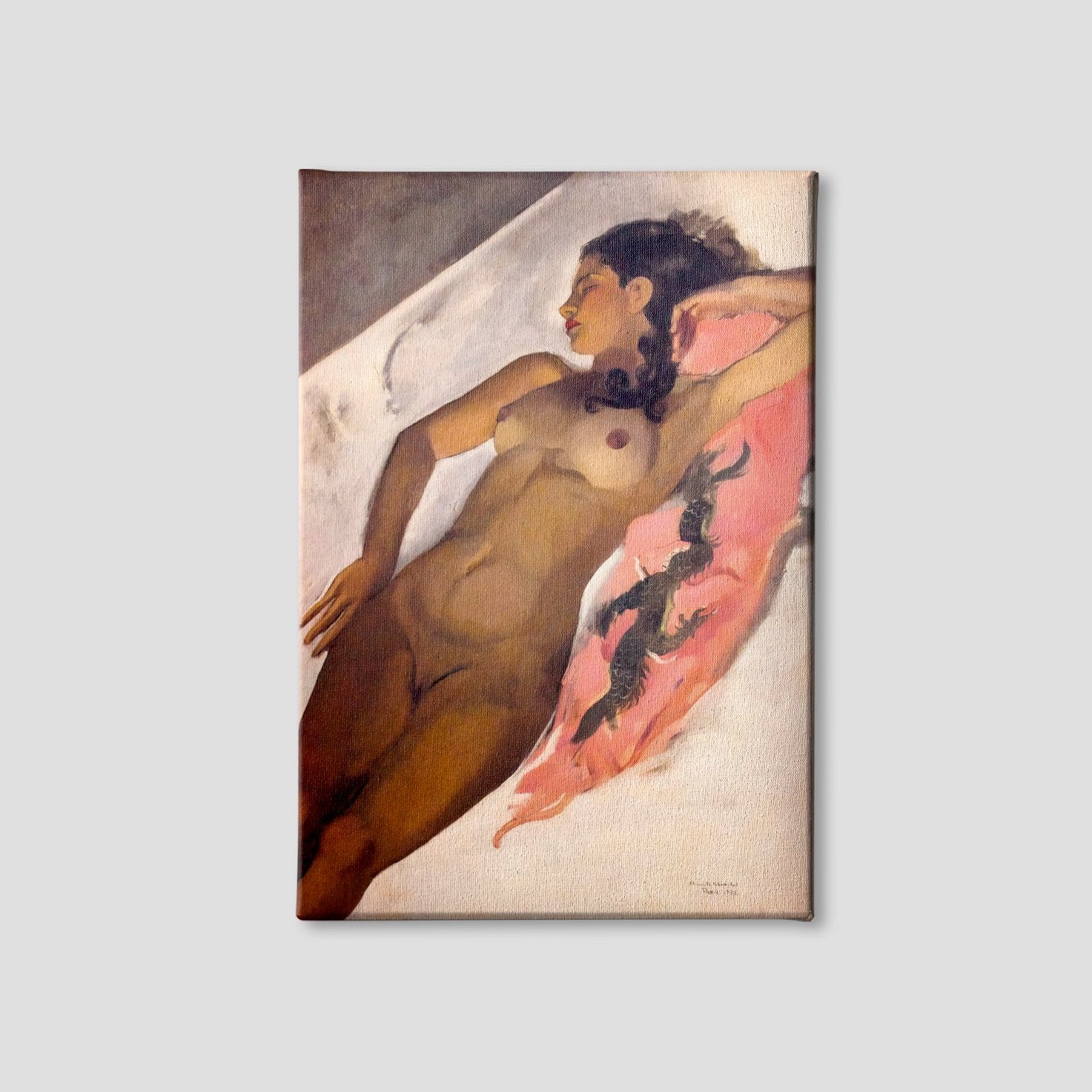 Nude by Amrita Sher-Gil Painting - Meri Deewar 2 : 3 Vertical Premium Wall Art Canvas by MeriDeewar