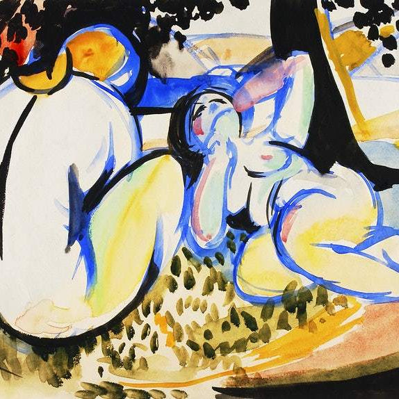 Nudes Henry Lyman Saÿen Painting - MeriDeewar 4 : 3 Horizontal Premium Wall Art Canvas by MeriDeewar