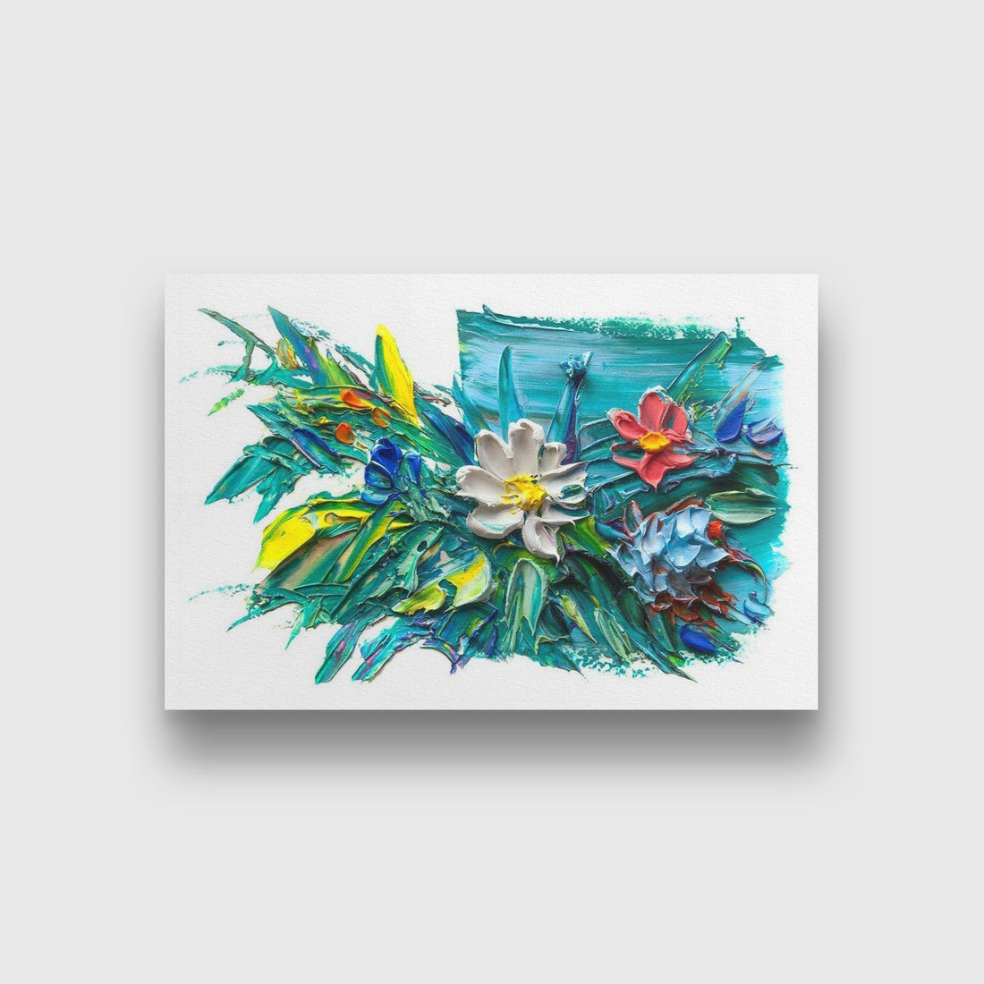 Oil Painted Flowers Painting - Meri Deewar 3 : 2 Horizontal Premium Wall Art Canvas by MeriDeewar