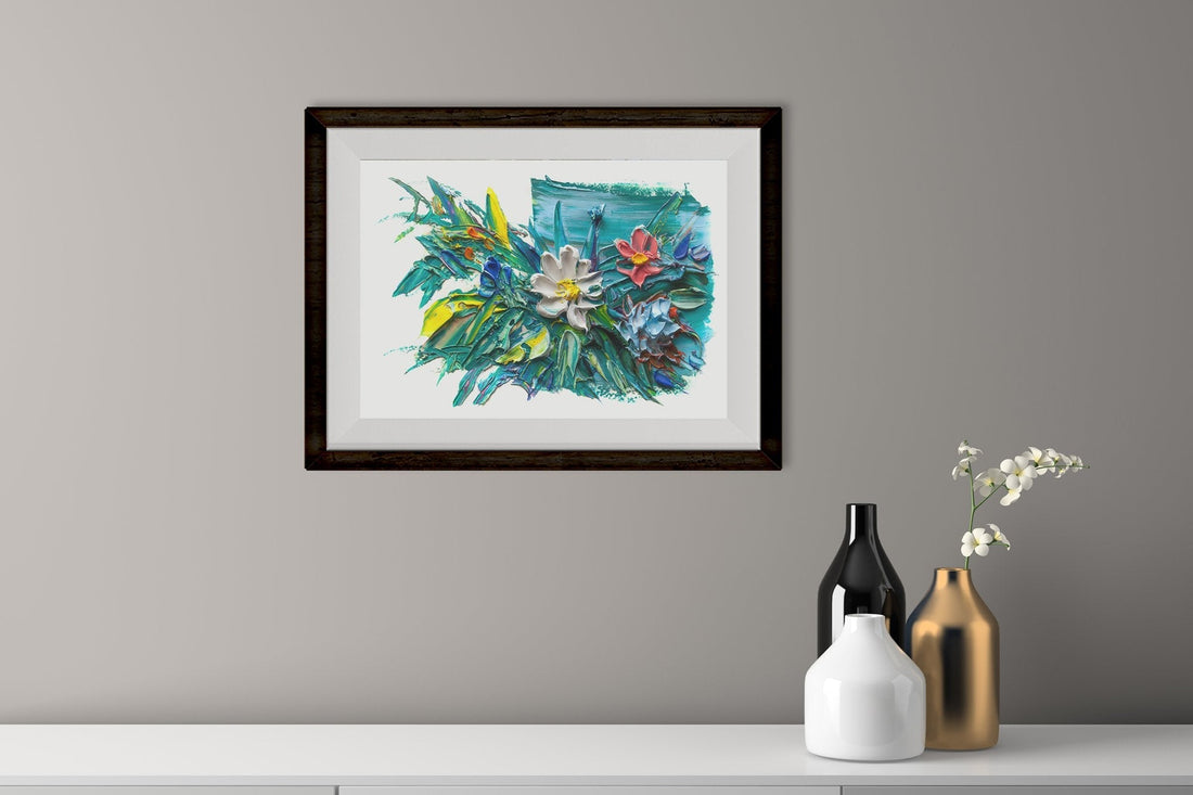 Oil Painted Flowers Painting - Meri Deewar 3 : 2 Horizontal Premium Wall Art Canvas by MeriDeewar