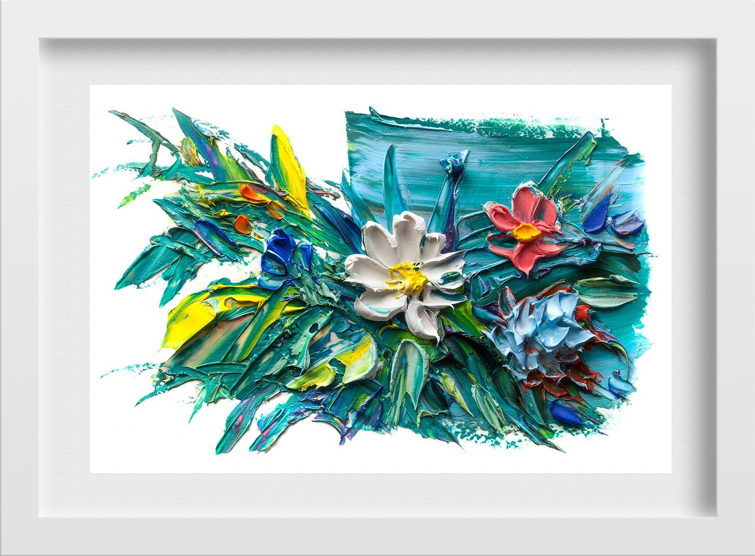 Oil Painted Flowers Painting - Meri Deewar 3 : 2 Horizontal Premium Wall Art Canvas by MeriDeewar