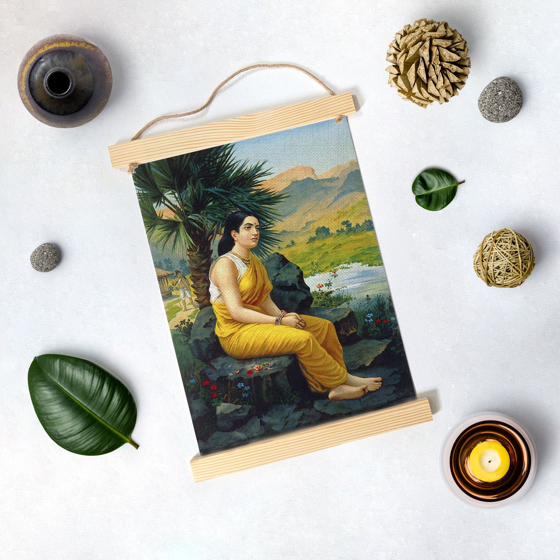 Oil Painting By Raja Ravi Varma Hanging Canvas - Meri Deewar Hanging Canvas Premium Wall Art Canvas by MeriDeewar
