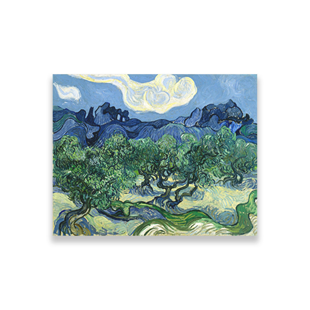 Olive Trees with the Alpilles in the Background (1889) famous landscape  painting 5 : 4 Horizontal Premium Wall Art Canvas by MeriDeewar