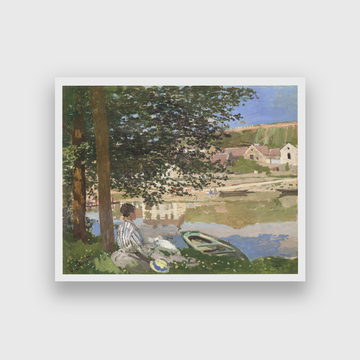 On the Bank of the Seine Bennecourt Painting 5 : 4 Horizontal Premium Wall Art Canvas by MeriDeewar