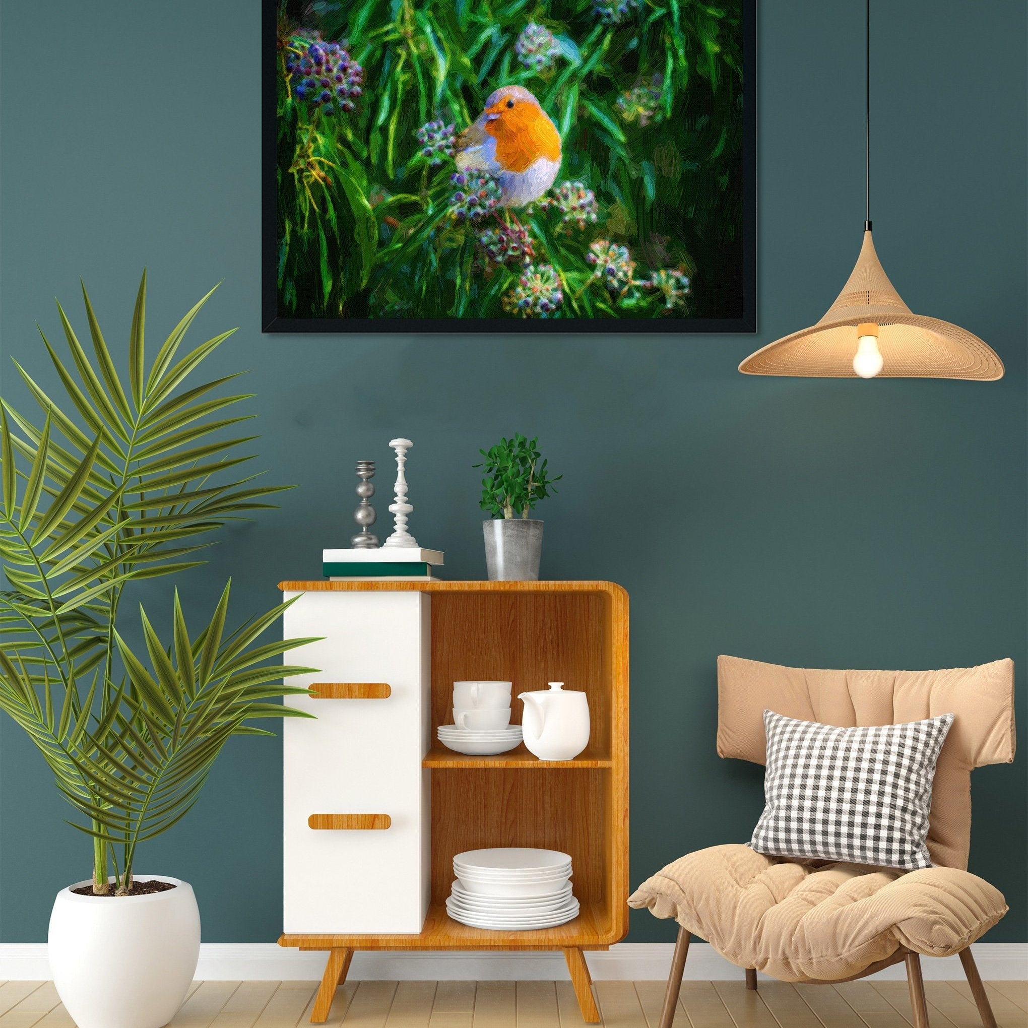 Orange tropic bird Painting - Meri Deewar 3 : 2 Horizontal Premium Wall Art Canvas by MeriDeewar