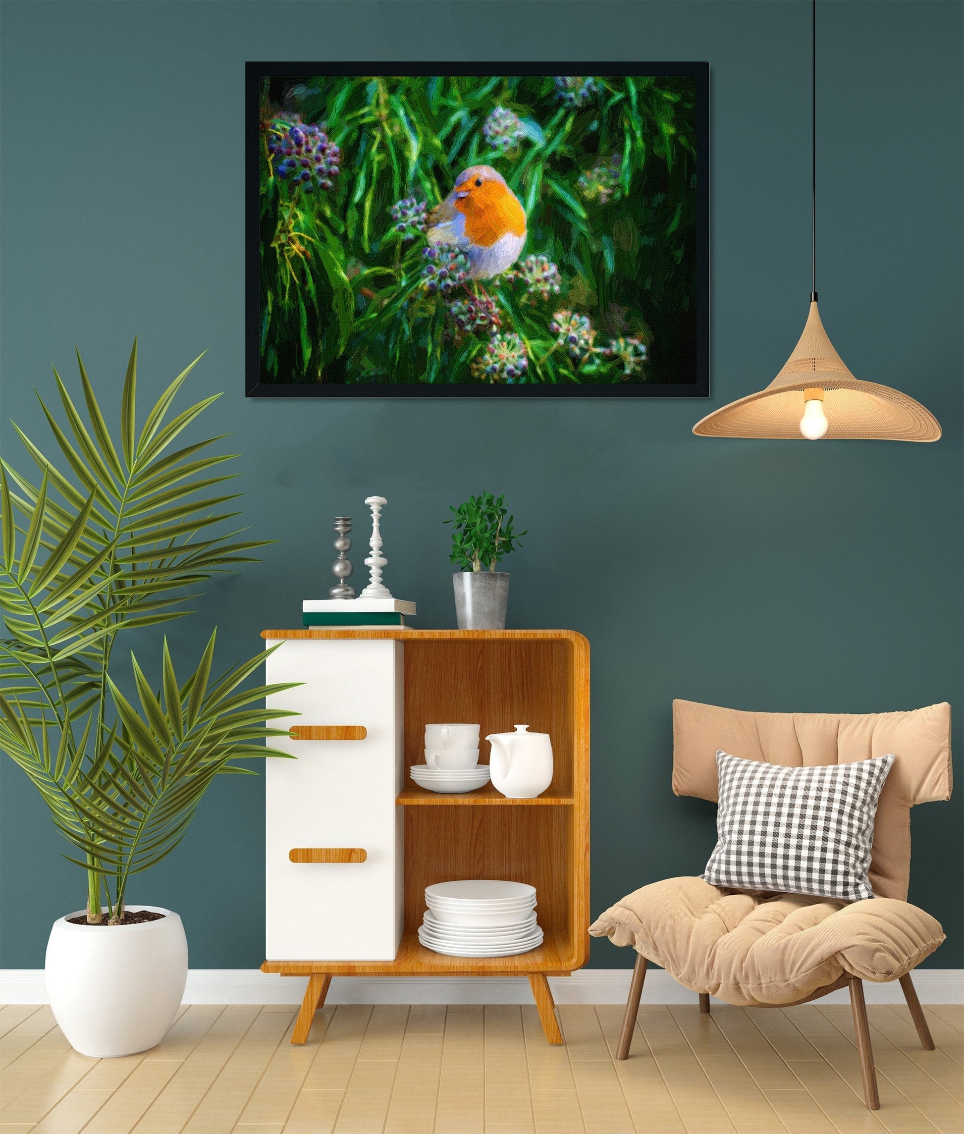 Orange tropic bird Painting - Meri Deewar 3 : 2 Horizontal Premium Wall Art Canvas by MeriDeewar
