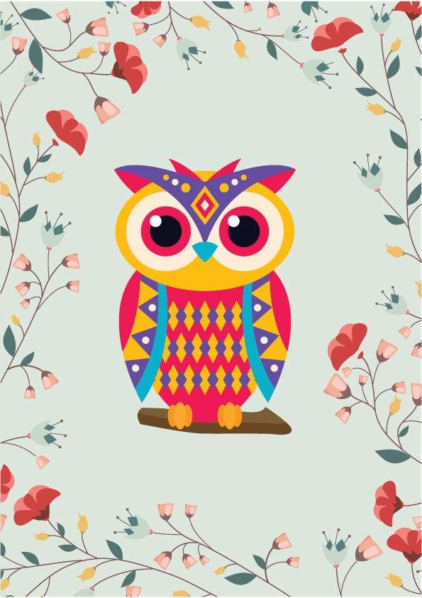 Owl Painting 3 : 4.2 Vertical Premium Wall Art Canvas by MeriDeewar