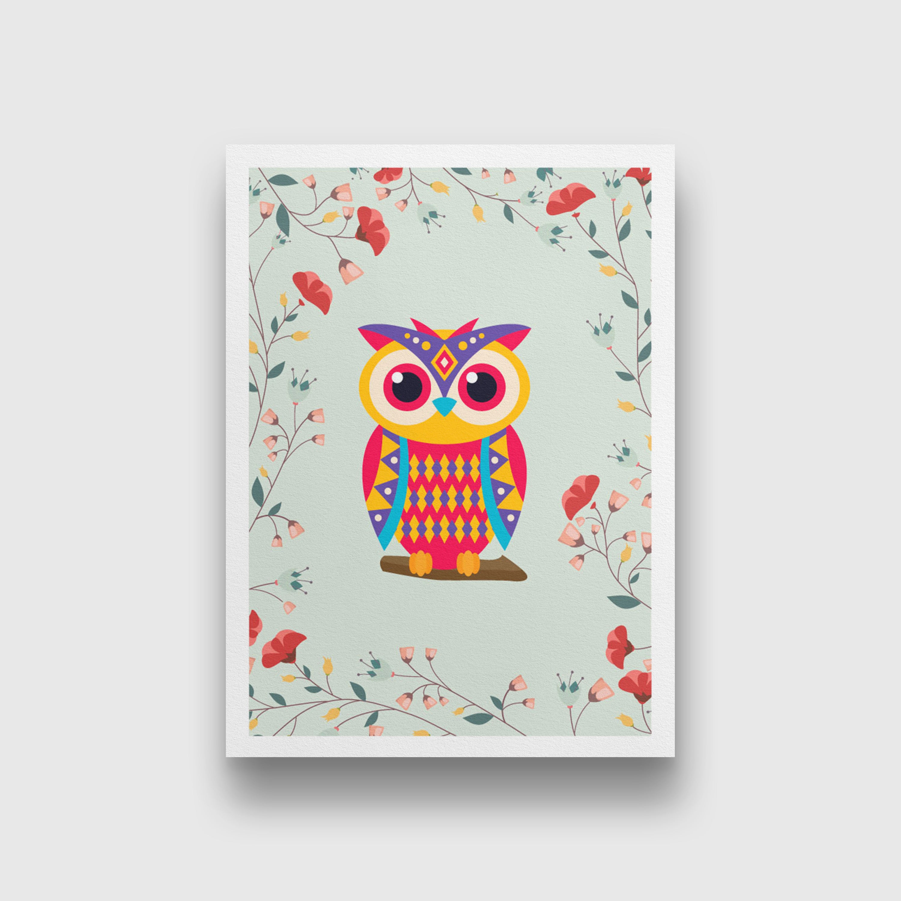 Owl Painting 3 : 4.2 Vertical Premium Wall Art Canvas by MeriDeewar