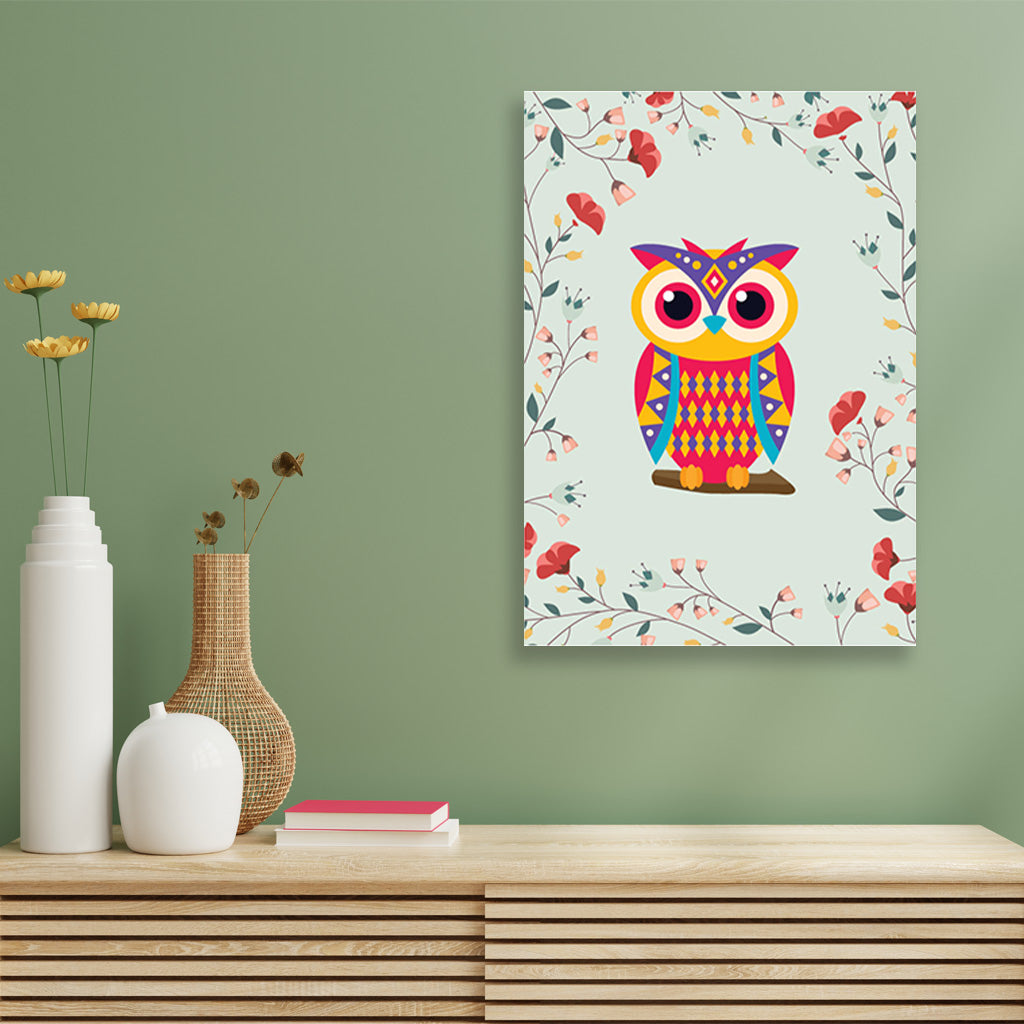 Owl Painting 3 : 4.2 Vertical Premium Wall Art Canvas by MeriDeewar