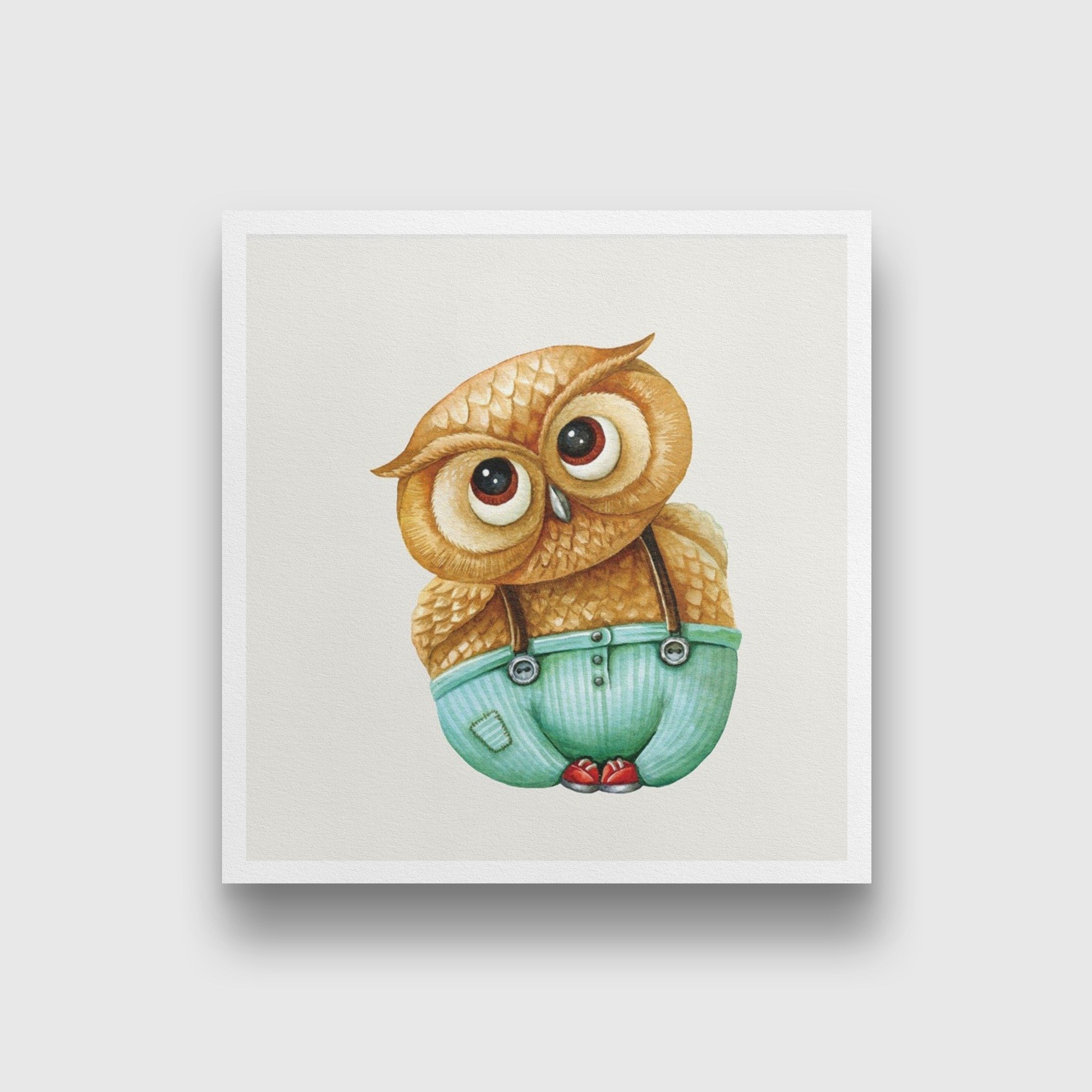 Owl Wall Art Painting - Meri Deewar 1 : 1 Square Premium Wall Art Canvas by MeriDeewar