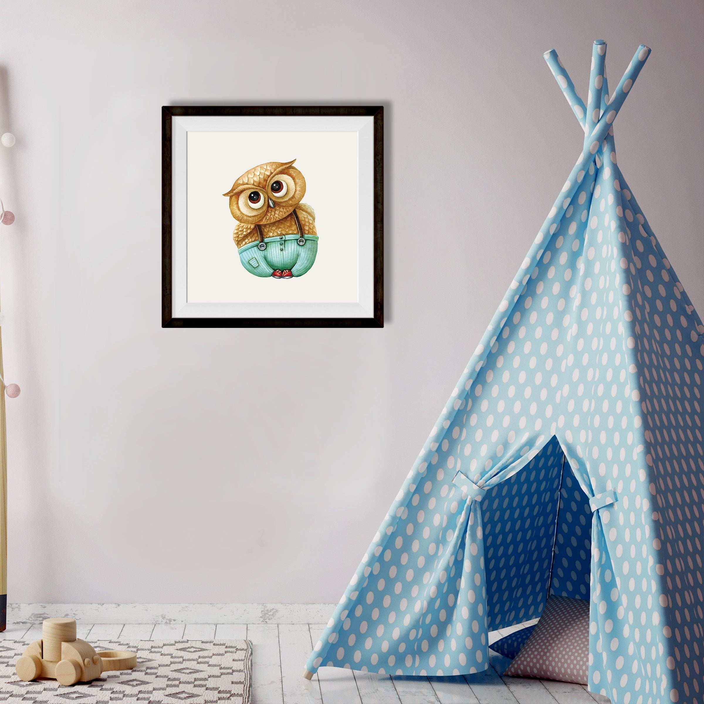 Owl Wall Art Painting - Meri Deewar 1 : 1 Square Premium Wall Art Canvas by MeriDeewar