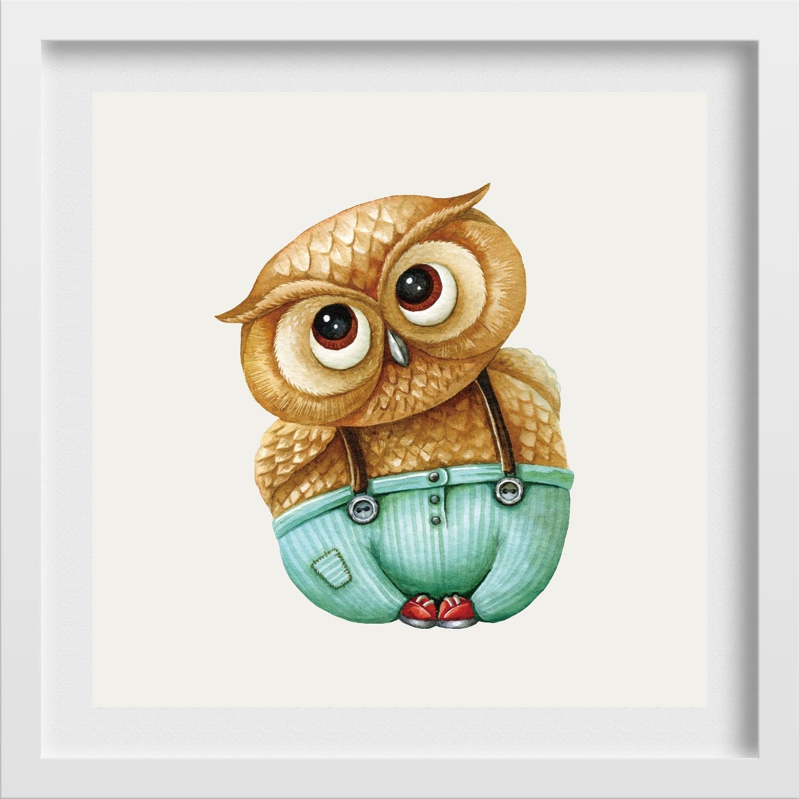 Owl Wall Art Painting - Meri Deewar 1 : 1 Square Premium Wall Art Canvas by MeriDeewar