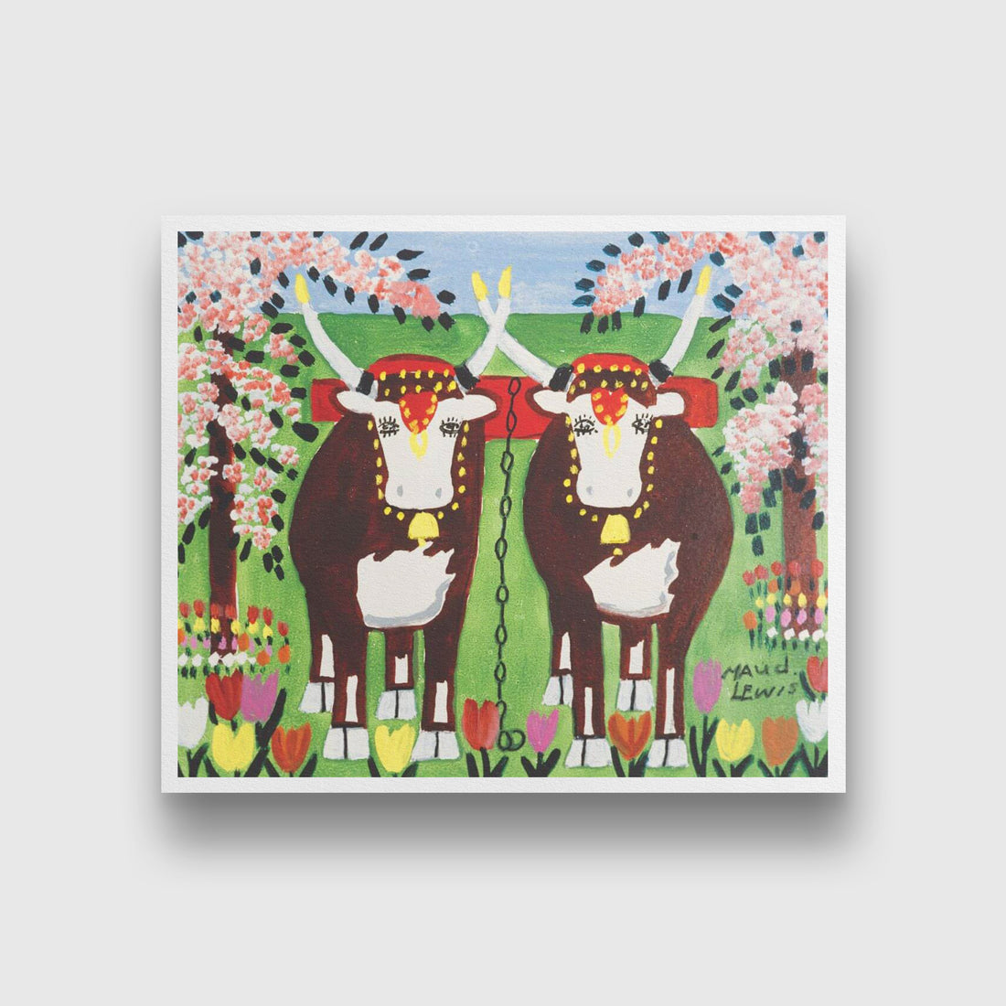 Oxen Painting - Meri Deewar 6 : 5 Horizontal Premium Wall Art Canvas by MeriDeewar