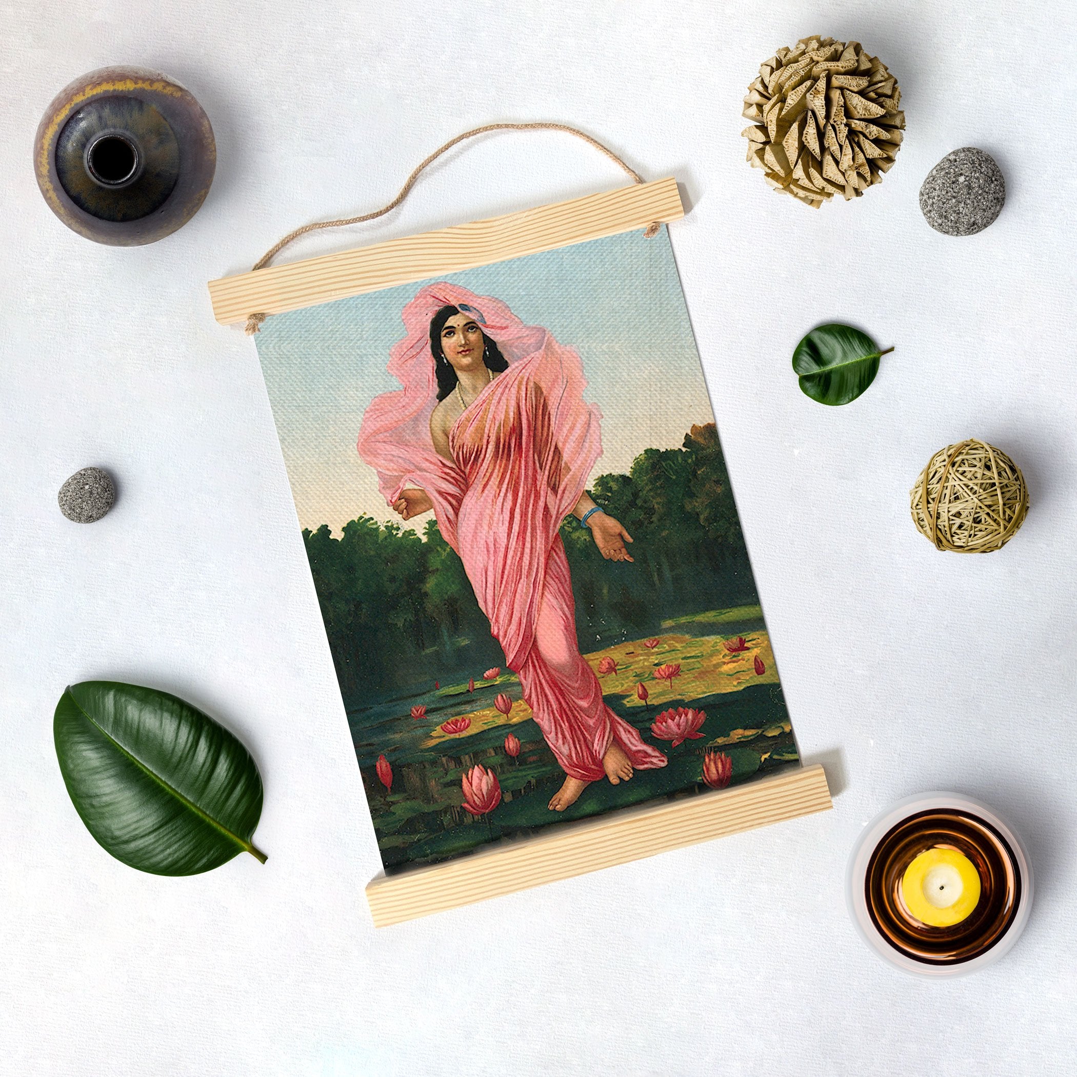 Padmini, Painting By Raja Ravi Varma Hanging Canvas - Meri Deewar Hanging Canvas Premium Wall Art Canvas by MeriDeewar