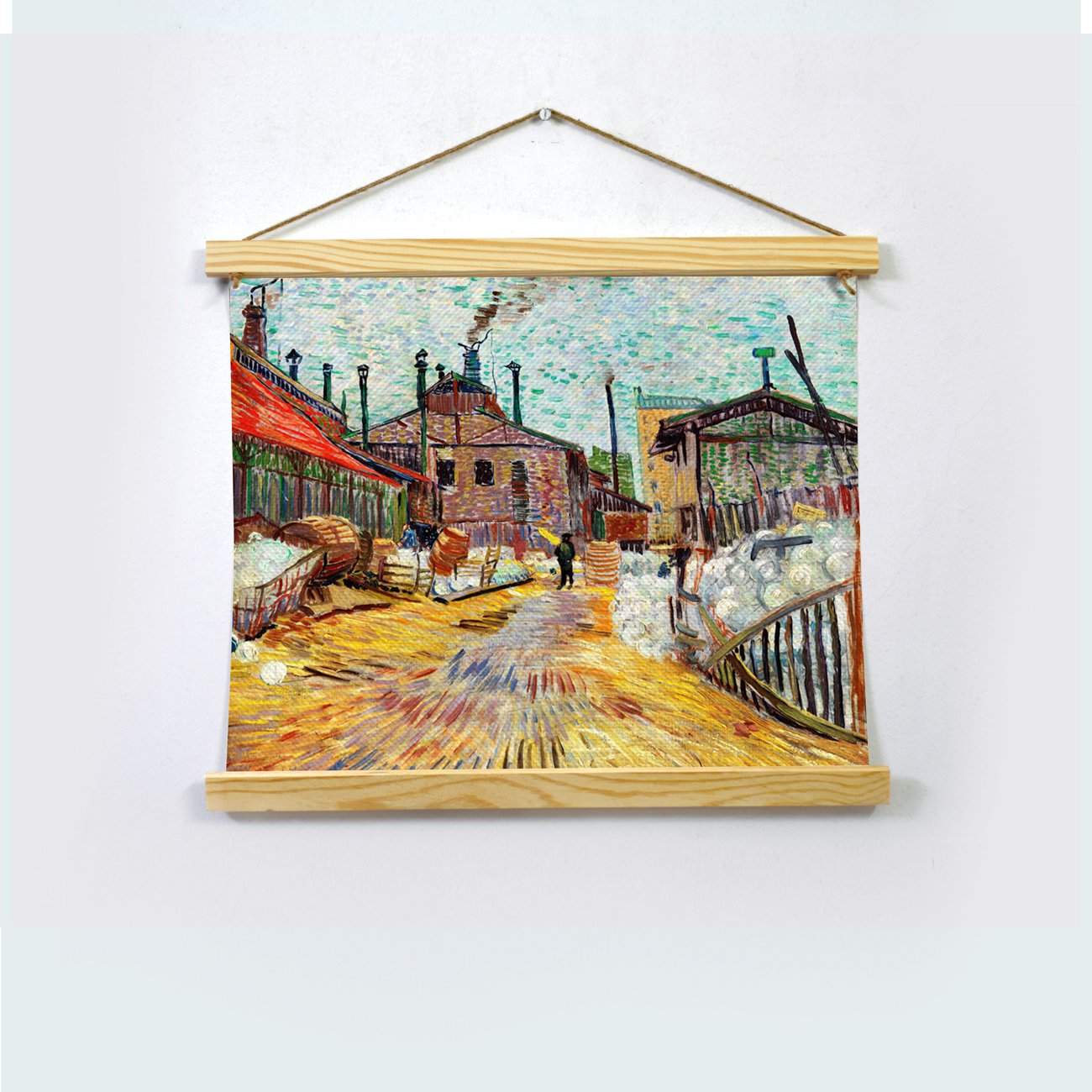 Painting Of A Factory, By Van Gogh  Hanging Canvas - Meri Deewar Hanging Canvas Premium Wall Art Canvas by MeriDeewar