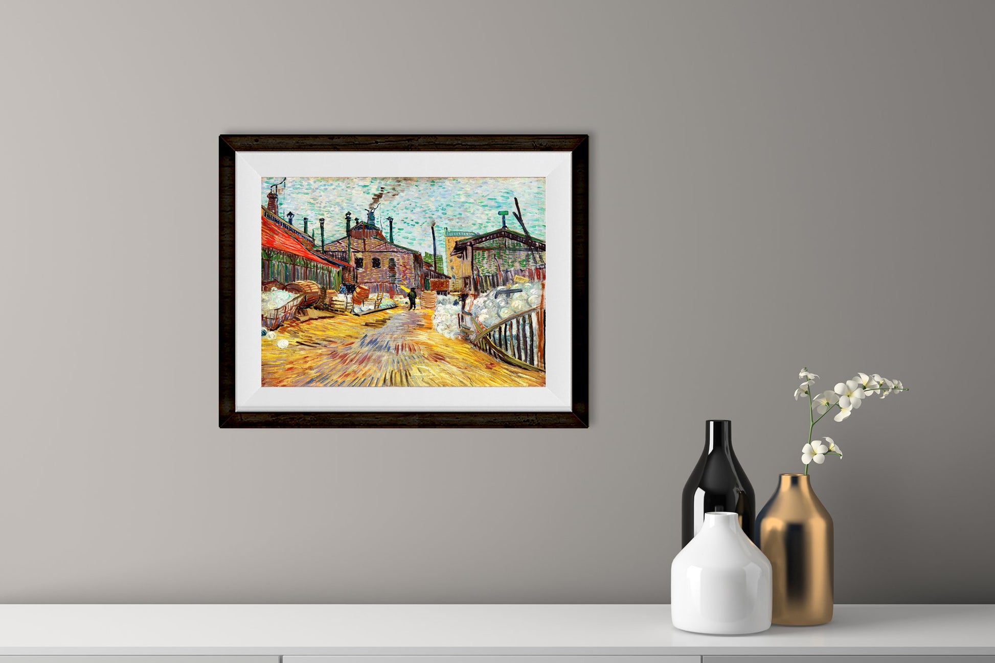 Painting of a factory By Van Gogh - Meri Deewar 5 : 4 Horizontal Premium Wall Art Canvas by MeriDeewar