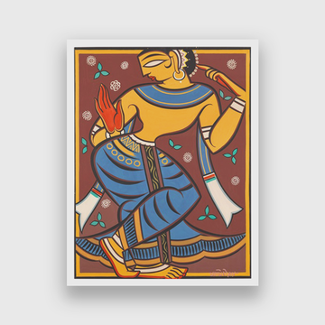Painting of Dancing Gopini 4 : 3 Horizontal Premium Wall Art Canvas by MeriDeewar