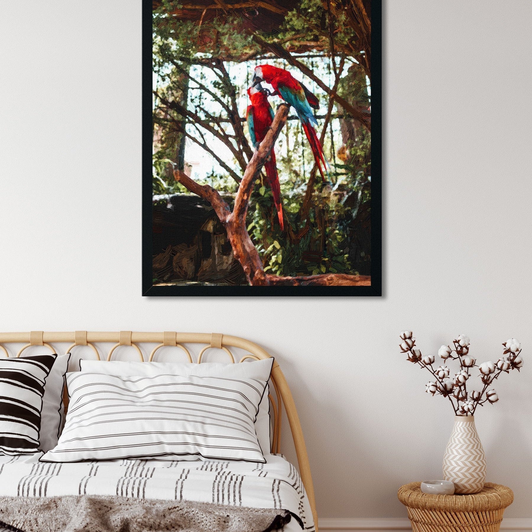 Pair lovebirds Painting - Meri Deewar 2 : 3 Vertical Premium Wall Art Canvas by MeriDeewar