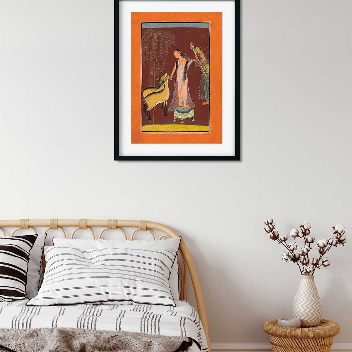 Pair of Deer Probably Gujari Ragini Painting 2 : 3 Vertical Premium Wall Art Canvas by MeriDeewar