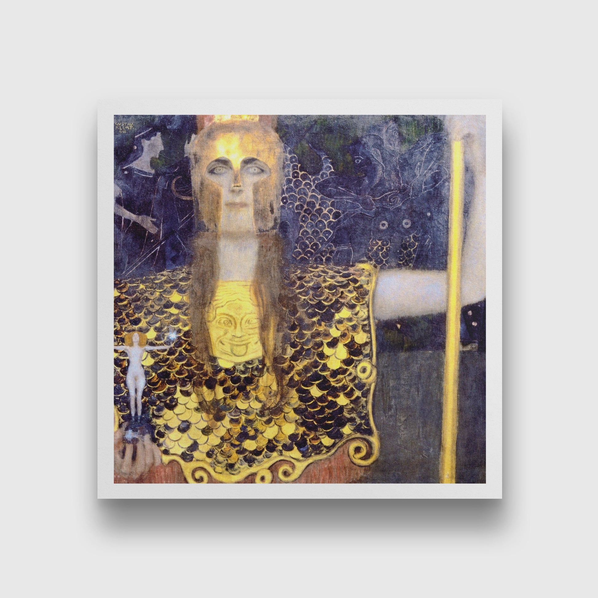 Pallas Athena painting 1 : 1 Square Premium Wall Art Canvas by MeriDeewar