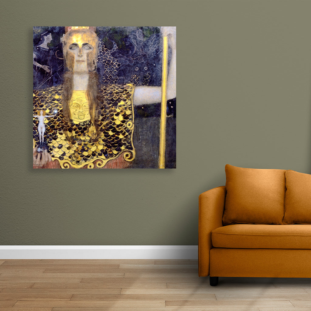 Pallas Athena painting 1 : 1 Square Premium Wall Art Canvas by MeriDeewar
