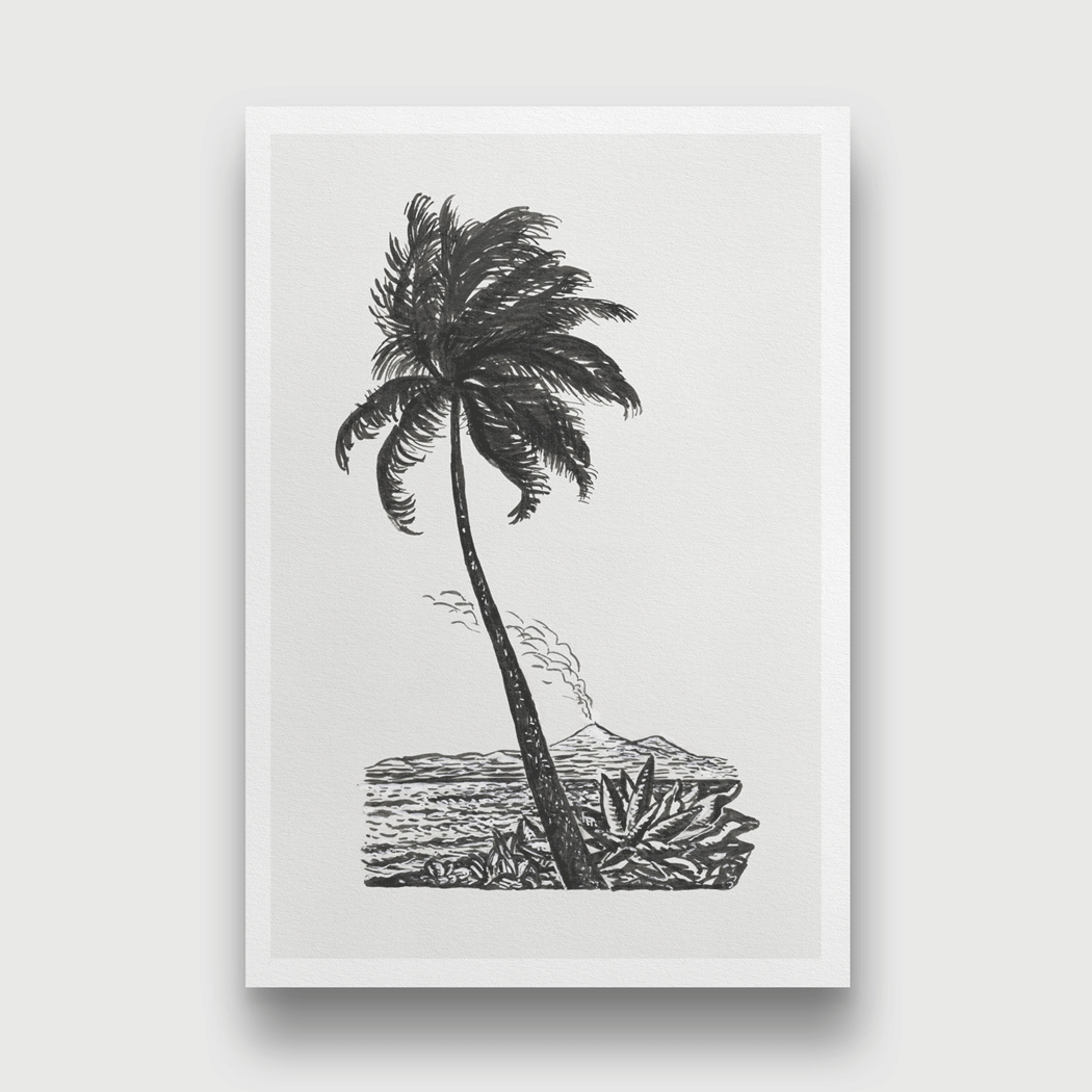 Palm tree with an island Painting 2 : 3 Vertical Premium Wall Art Canvas by MeriDeewar